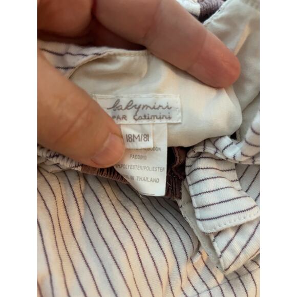 Babymini Par Catimini Quilted Overalls Baby 18m Unisex Strip One Piece Romper - Picture 4 of 9